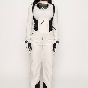 Women's White and Black Jumpsuit